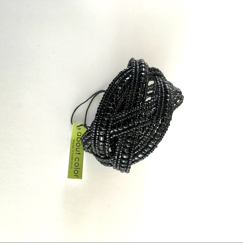 Nwt Black Beaded Cuff Bracelet.